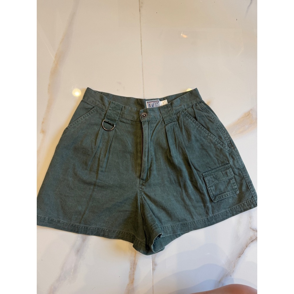 Vintage Palmettos High Waisted‎ Cotton Cargo Shorts Green Size 9 Pleated Utility